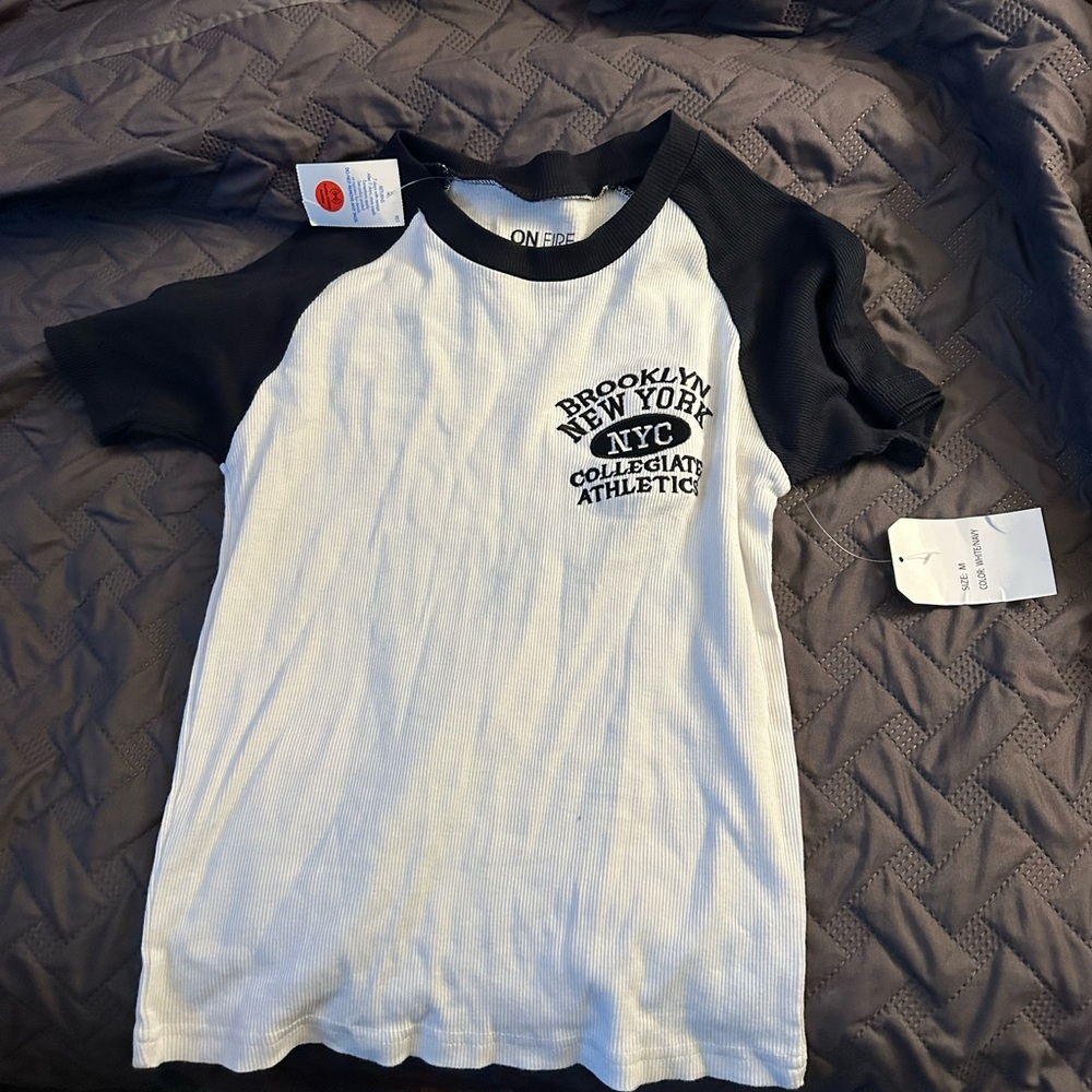 On Fire Black and White Short Sleeve Tee